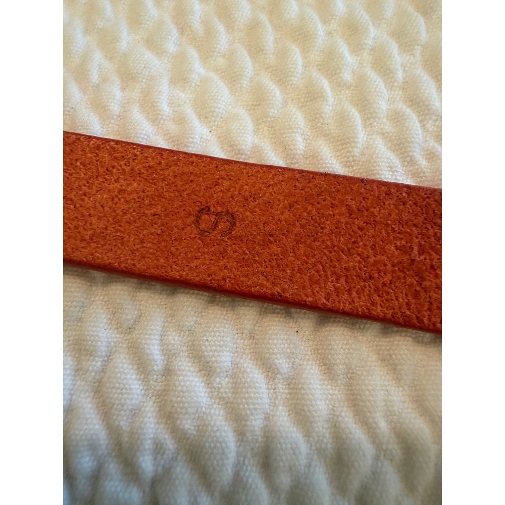 J.Crew Womens Orange Italian Leather Skinny Belt Gold Buckle Size S 61930 USA - Picture 2 of 4